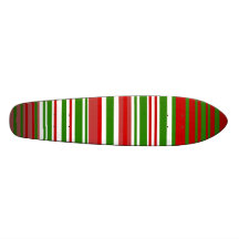 Contemporary red green and white stripes skateboard decks