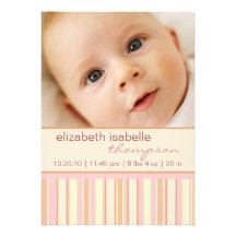 Contemporary Stripe Baby Photo Announcement