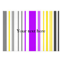 Contemporary yellow violet and white stripes personalized announcement