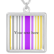 Contemporary yellow violet and white stripes pendant
