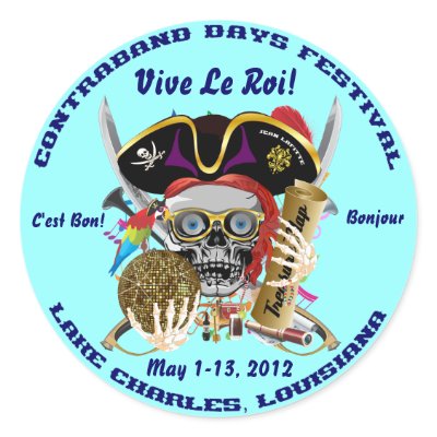 Contraband Days Lake Charles, Louisiana. 30 Colour Round Stickers by MardiGrasLouisiana