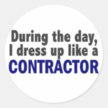 Contractor During The Day Round Sticker