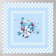 Contrôle blanc bleu de style campagnard d'impressi affiche
