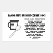 Conversions de mesure de cuisson (mesure) autocollant en rectangle