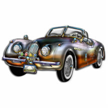 Convertible Classic Metallic Sports Car Cut Out
