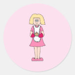 Cook in Pink and White. Round Stickers