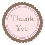 Cookie Cut Chocolate Pink Thank You Stickers
