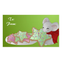 Cookie thief Christmas mouse Gift tag Business Cards