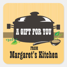 Cooking pot spoon herbs good gift tag sticker