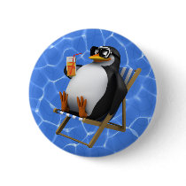 Cool 3d Penguin in a deckchair Pin