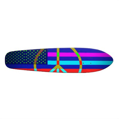 Cool American Flag and Peace Sign Board Custom Skateboard by cowdencraig