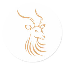Cool Antelope Deer Logo Round Stickers