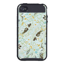 Cool Aqua Floral Vector Pattern iPhone 4/4S Covers