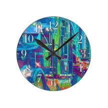 Cool Arty Cargo Truck on Highway Wall Clock