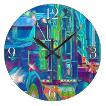 Cool Arty Cargo Truck on Highway Wall Clock
