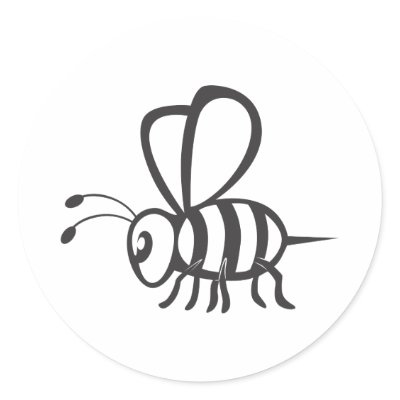 Cool Bee Black Outline Logo Tattoo Shirt Stickers by graphicdesigner