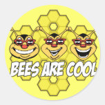 Cool Bees Round Stickers