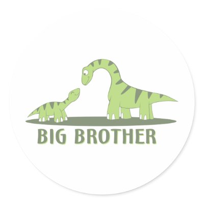 Cool Big Brother Shirt - Dinosaur Theme Round Stickers by graphicdesigner