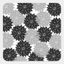 Cool Black and Grey Flower Blossoms Floral Print Sticker