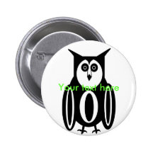 Cool black and white owl pinback buttons