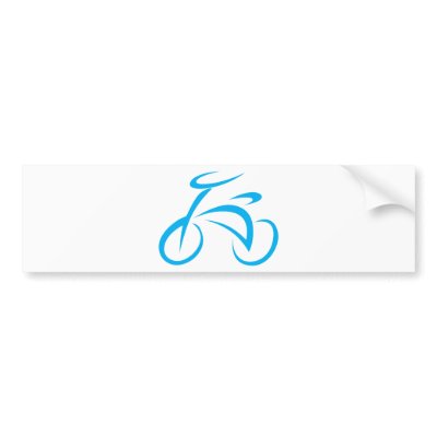 Cool Blue Bicycle Biking Logo Bumper Sticker by graphicdesigner