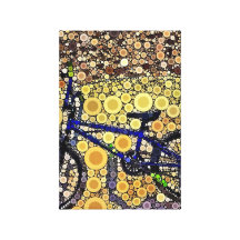Cool Blue Bike Concentric Circle Mosaic Pattern Gallery Wrapped Canvas