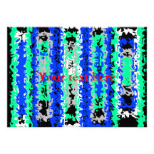 Cool blue green and black psychedelic rectangles custom announcements