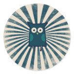 Cool Blue Owl Round Stickers