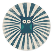 Cool Blue Owl Round Stickers