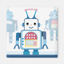 Cool Blue Robot Gifts Novelties Refrigerator Magnets