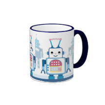 Cool Blue Robots Robotic Coffee Mugs