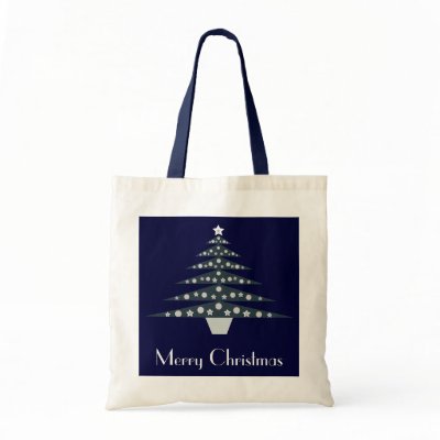 Cool Blue & White Christmas Tree Gift Bag by Molly_Sky