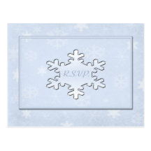 Cool Blue Winter Wedding R.S.V.P. Postcard