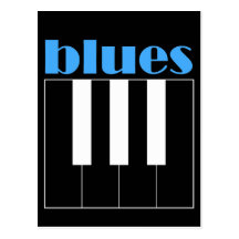 Cool blues piano postcard