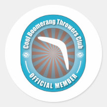 Cool Boomerang Throwers Club Round Stickers
