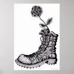 Cool boot with flower graphic art poster