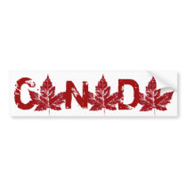 Cool Canada Bumper Sticker Distressed Maple Leaf
