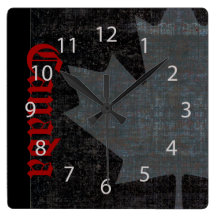 cool Canadian maple leaf on black clock