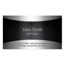 Cool Carbon Black Life Coach Business Card