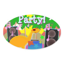 Cool Cartoon Dinosaur DJ Music Party Sticker