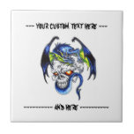 Cool cartoon tattoo symbol Blue Dragon Skull comic Tiles