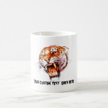 Cool cartoon tattoo symbol roaring tiger head coffee mug