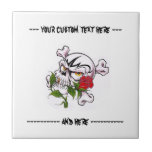 Cool cartoon tattoo symbol skull bones rose comic ceramic tiles