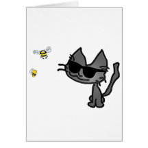 Cool Cat With His Bee Friends Card