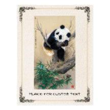 Cool chinese cute sweet fluffy panda bear tree art postcards