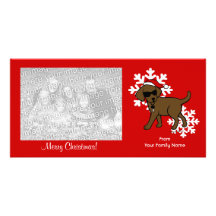 Cool Chocolate Labrador Christmas Cartoon Photo Cards