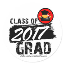 Cool Class of 2017 Grad Round Stickers