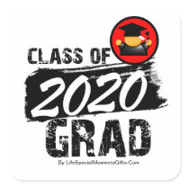 Cool Class of 2020 Grad Square Stickers
