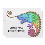 Cool Colorful Chameleon Birthday Party Custom Announcements