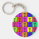 Cool Colorful Kitty Cat Pop Art Key Chains